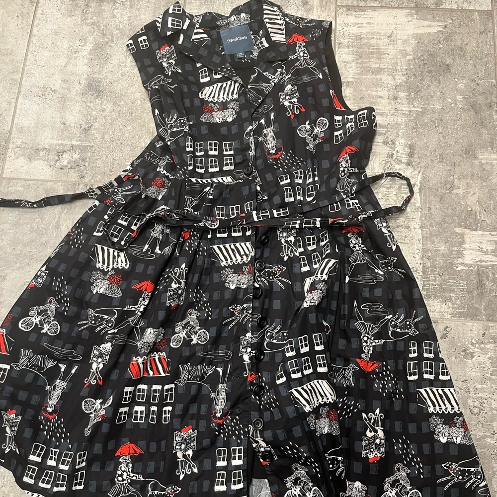 Modcloth Black and Red Midi Dress